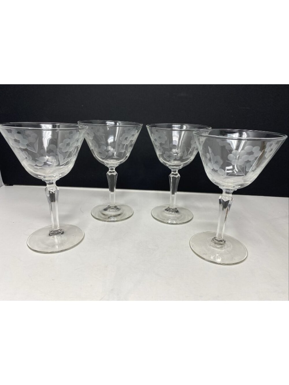 Set Of 4 Vintage Libbey Rock Sharpe Jenny Champagne Sherbet Coupe Glasses 6"